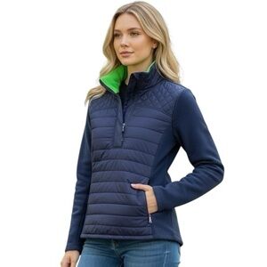 Ralph Lauren Active Size XL Fleece Navy Neon Trim Jacket Coat Sports Wear Women